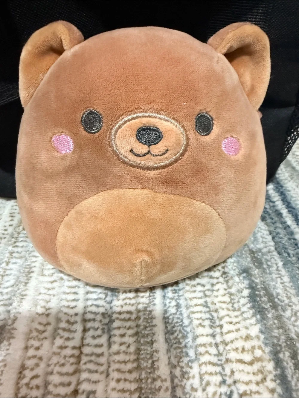 Squishmallows Brown Bear Mittens with Pink Cheeks